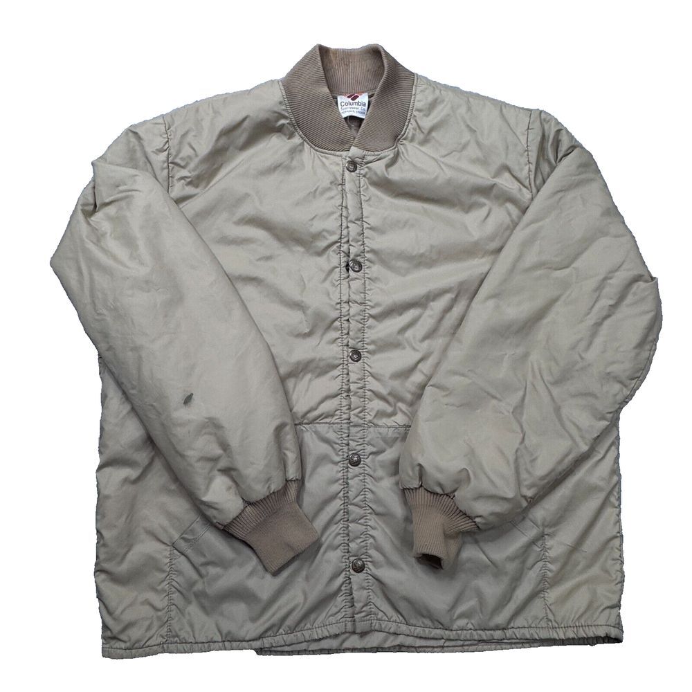 Vintage Columbia Men's Jacket Size XXL Button Front‎ Beige Color